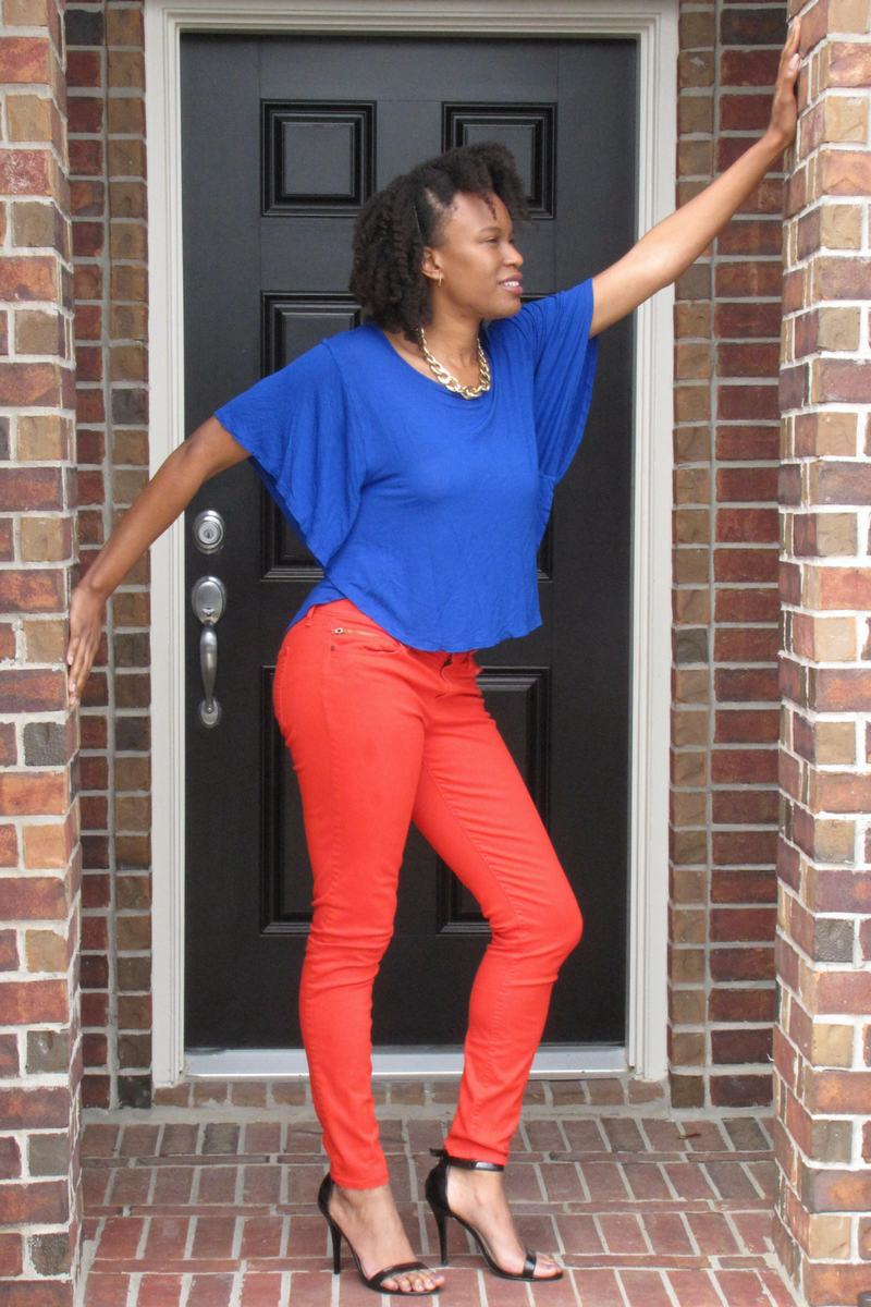 red and blue color blocking