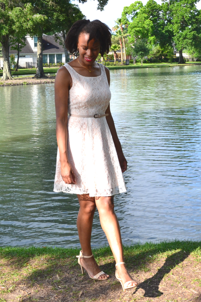 kohl's lace dress and dsw nude heels