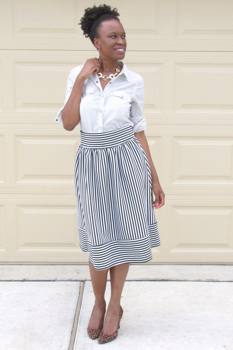 forever 21 polka dot top and forever21 stripe skirt