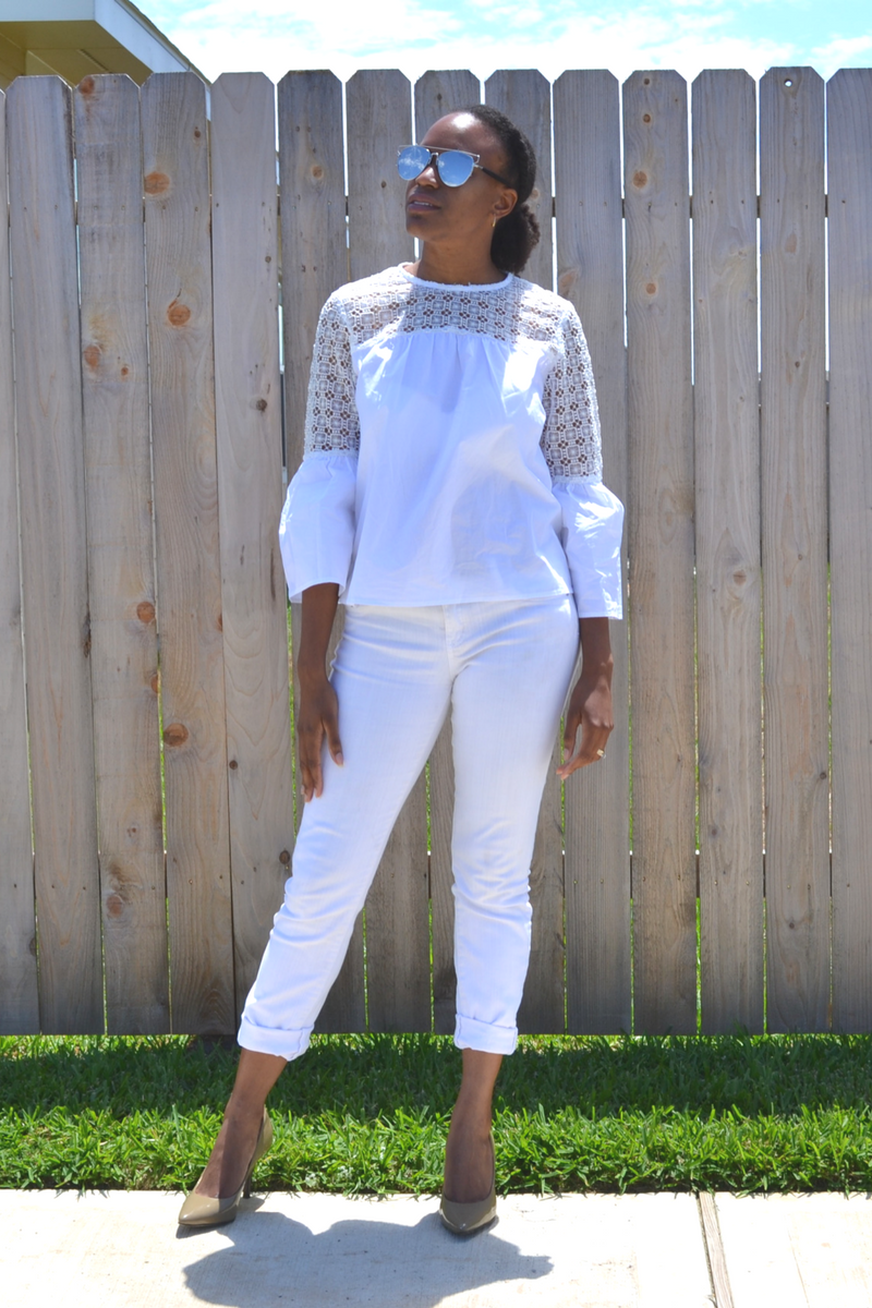 marshall's white jeans and target blouse