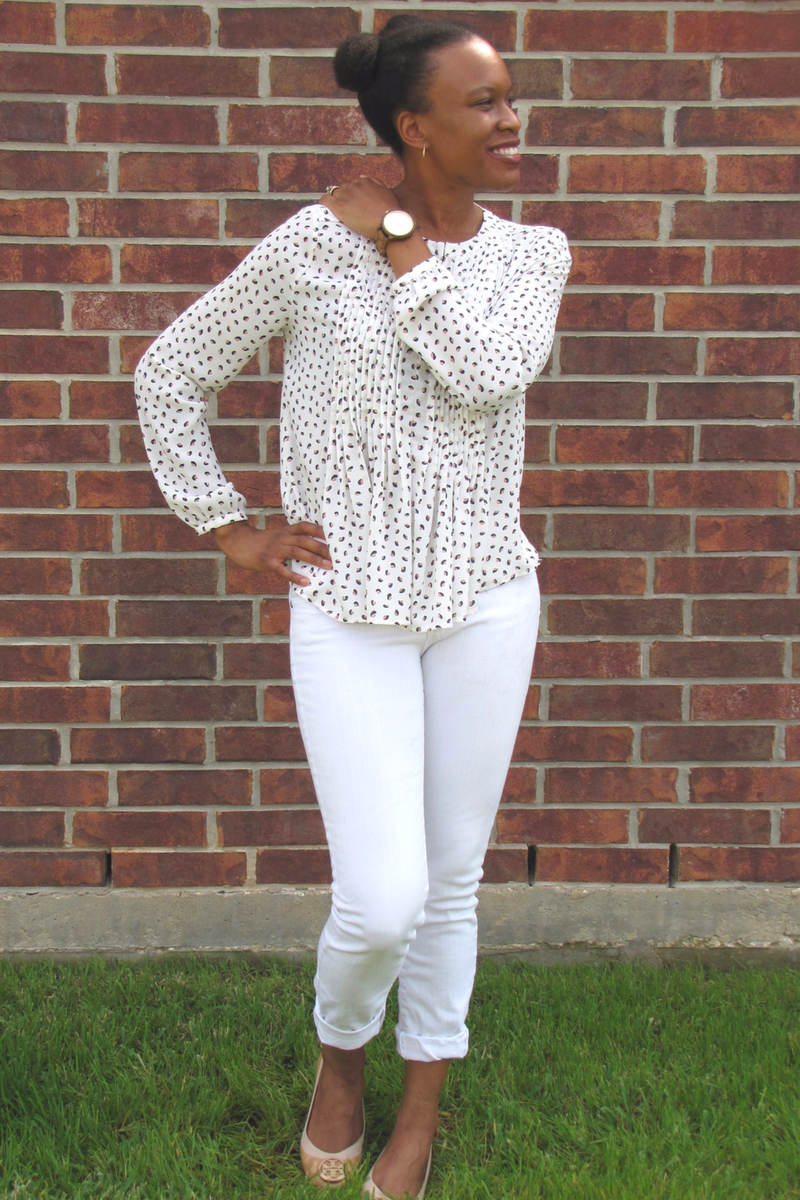 marshall white jeans and Anne Taylor blouse 