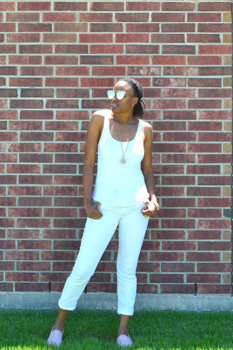 marshall's white jeans and express tank top