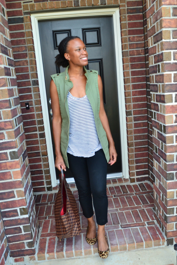 cabi vest and j.crew shoes 