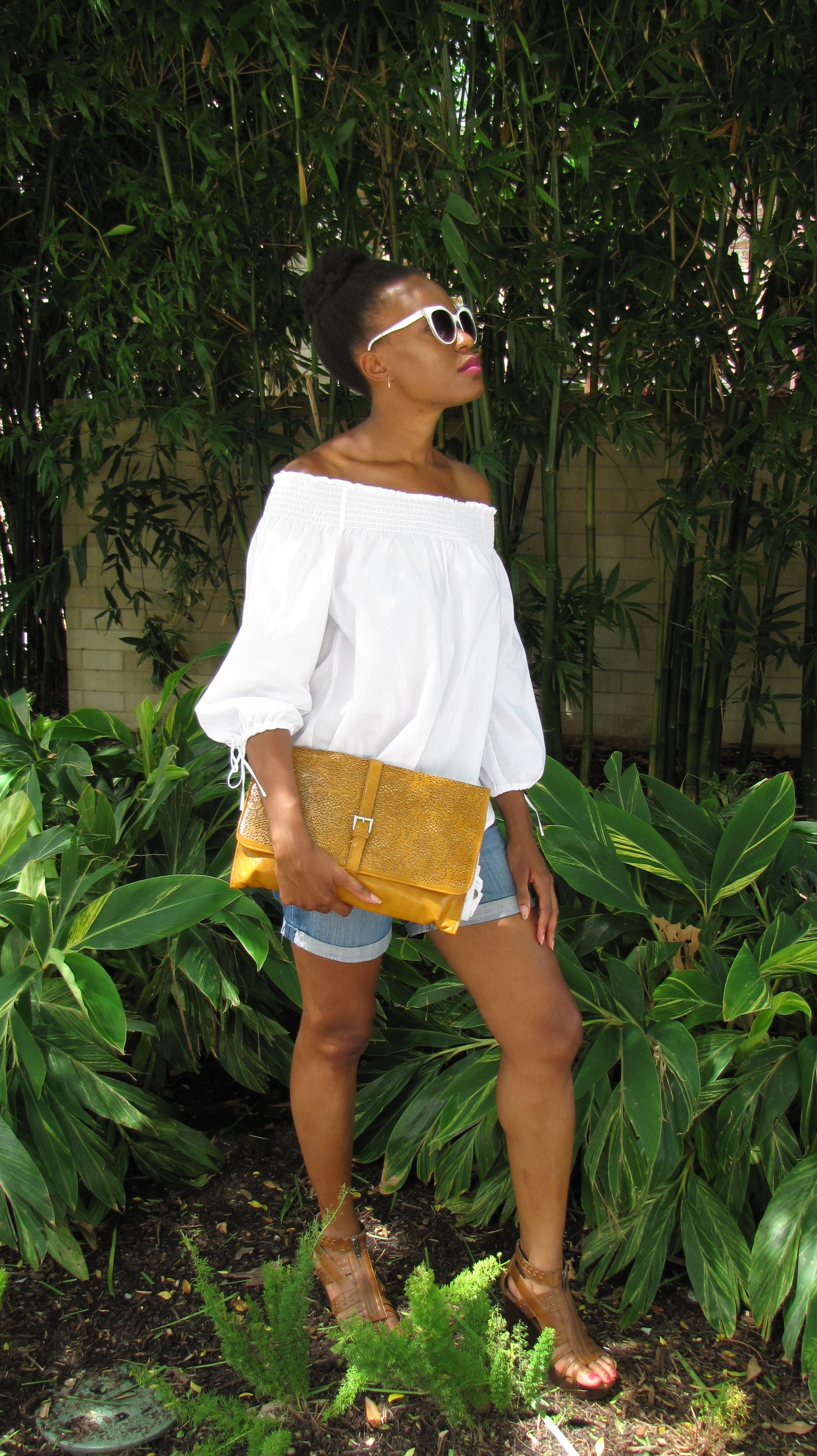 h&m white off the shoulder blouse